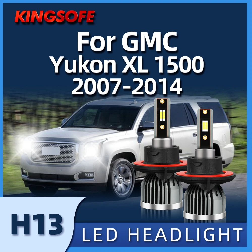 KINGSOFE LED Headlight H13 Car HeadLamp Light 6000K White 12V For Yukon XL GMC 1500 SLT 2007 2008 2009 2010 2011 2012 2013 2014