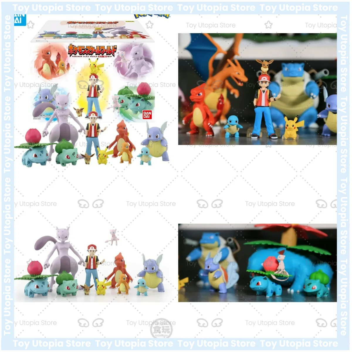 

Figuras Anime Originales Bandai Pokemon Scale World, Región Kanto, Pikachu Rojo, Mewtwo, Eevee, Charmander, Bulbasaur, Squirtle
