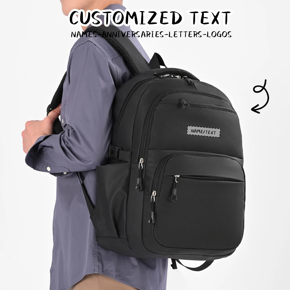 

Logo Customized Computer Backpack, Men's Backpack, Travel Two-Piece Set, Large-Capacity School Bag, Short-Distance Business Trip, Lightweight Business Trip Carry-On Bag, Personalized DIY