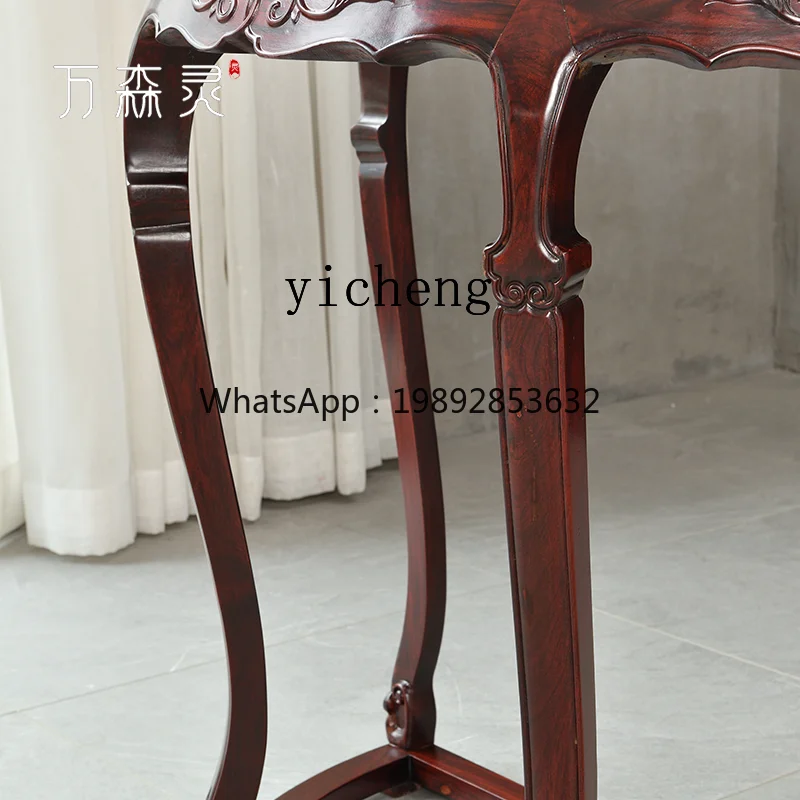 YY Ming Style Fan-Shaped Table Wall-Mounted Solid Wood Antique-Style Entryway Table Semi-Circular Side Table