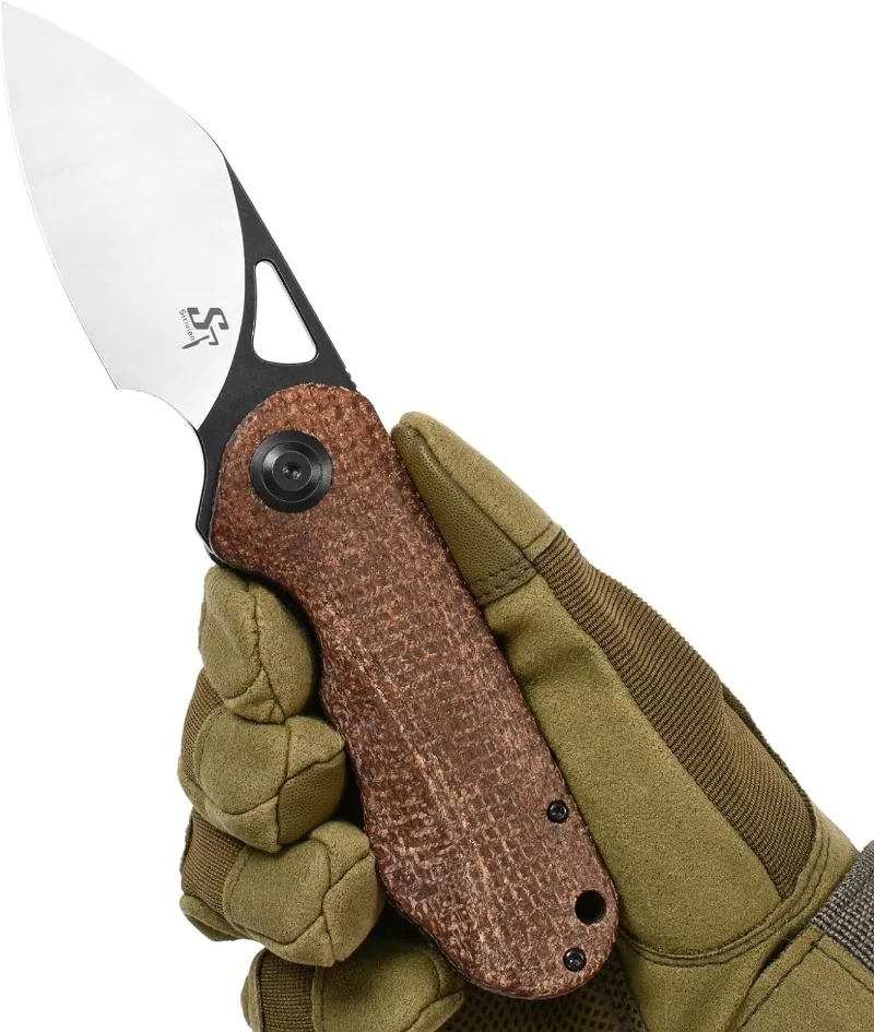 

Sitivien ST156 Pocket Folding Knife 14C28N Blade G10/Micarta Handle Camping Survival Tactical Outdoor Utility Knives EDC Tools