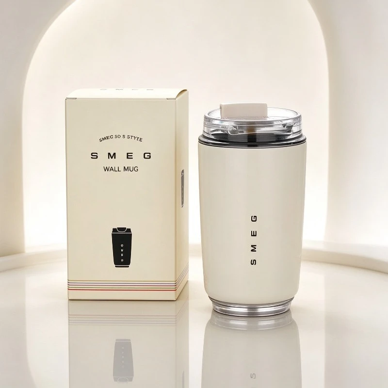 SMEG ECMU24CN Insulated Mug 240ml Portable Coffee Cup Hot & Cold Dual Use Travel Tumbler Stainless Steel Water Bottle