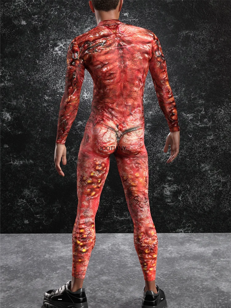 Men Horror Muscle Zombie Cosplay Jumpsuit Halloween Adult Alien Bodysuit Masquerade Theme Party Rave Catsuit Festival Morphsuits