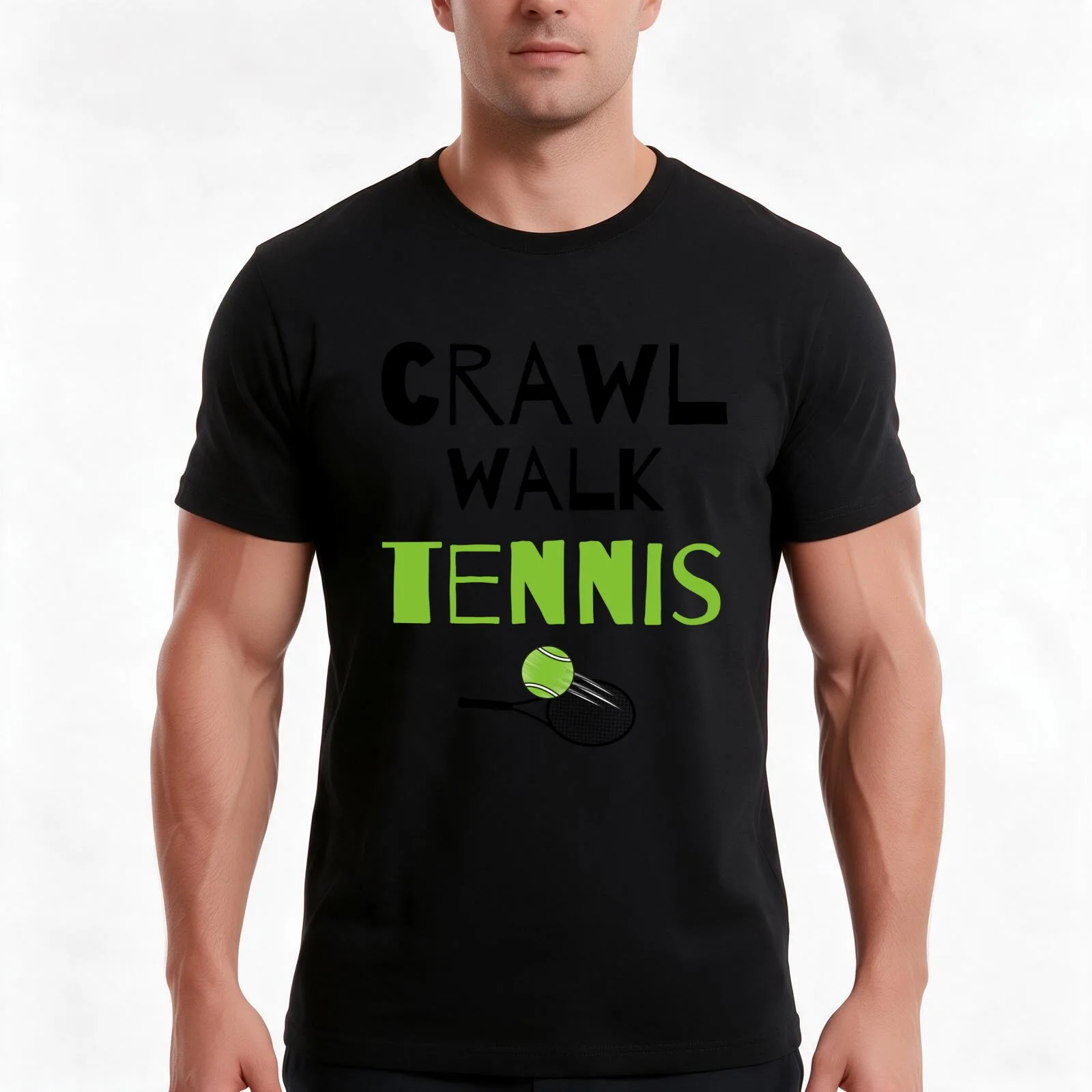 Crawl Walk Tennis Cute Little Tennis Buddy T-Shirt Summer Casual Cotton Tee Oversized Streetwear Tops Vintage Graphic Print