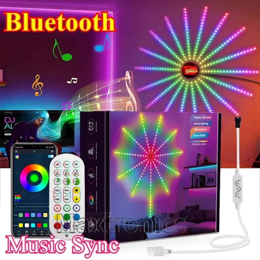 Firework LED Strip Light RGB Sound Control Symphony Novelty Lighting Wedding Christmas Music Control Full Kit Dream Meteor Lamp