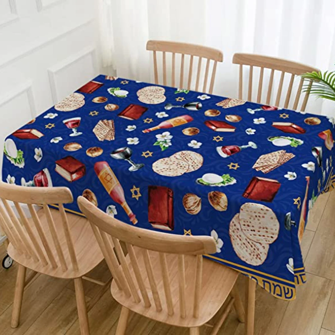 Passover Tablecloth Pesach Seder Jewish Festival Holiday Party Decoration Matzo Red Wine Kitchen Dining Room Home Decor