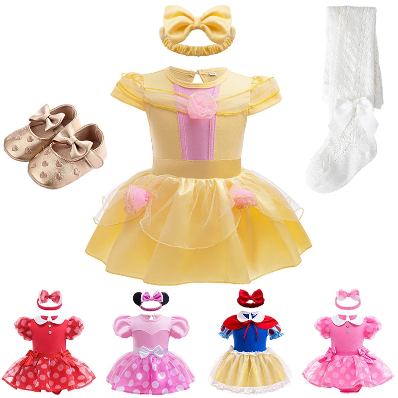 

Новинка 2023 года, детский комбинезон принцессы Белоснежки Belle с повязкой на голову, сказочный комбинезон для новорожденных, одежда для ползания, боди для младенцев