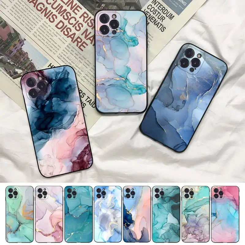 

Painting Marble Phone Case For iPhone 8 7 6 6S Plus X SE 2020 XR XS 14 11 12 13 Mini Pro Max Mobile Case