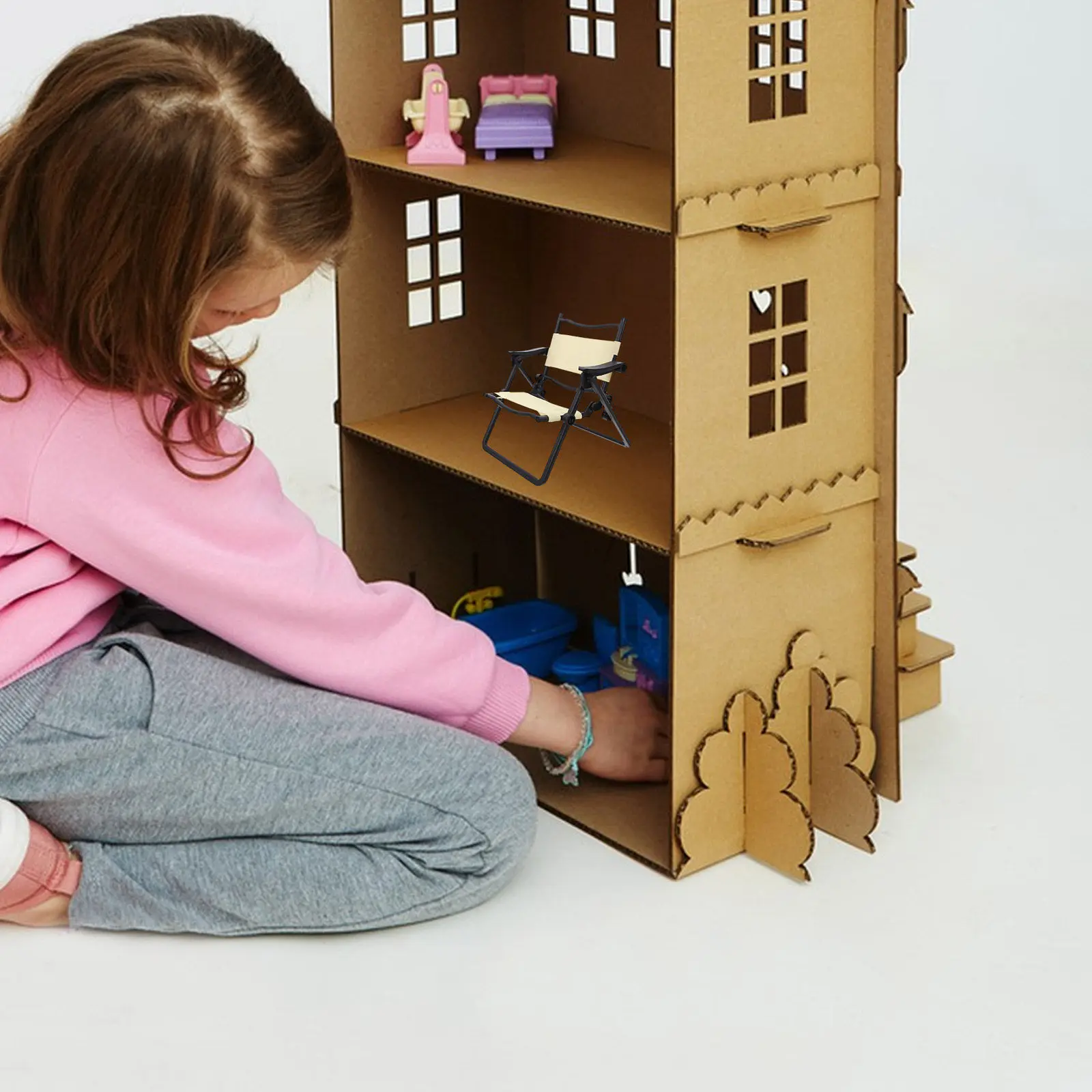 

Миниатюрный складной стул из пластика, легкий, удобный для хранения, украшение для миниатюрного дома, декор для микроландшафта, миниатюрный стульчик-реквизит