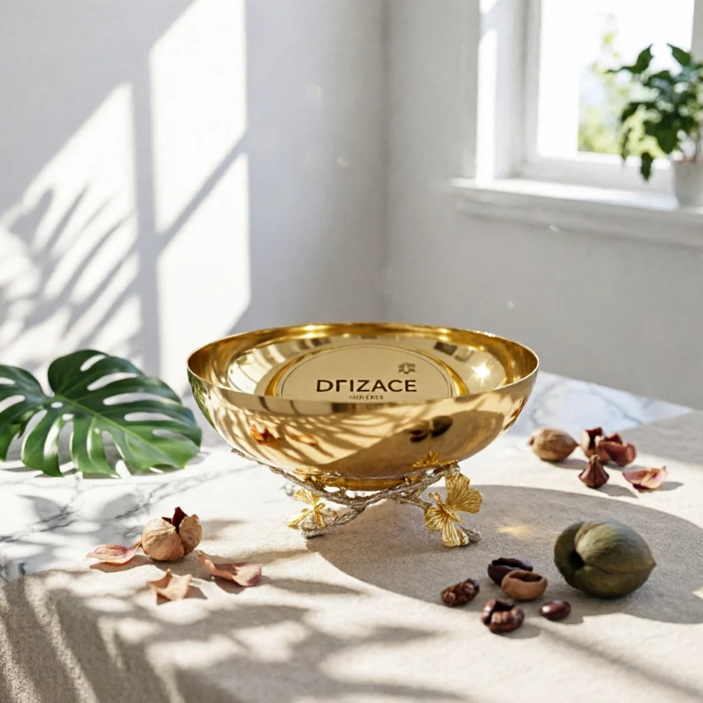 Bowl with Butterfly Base Reflective Gold Metal Bowl Compote Versatile Pedestal Tray with Gold Base Glossy for Coffee Table