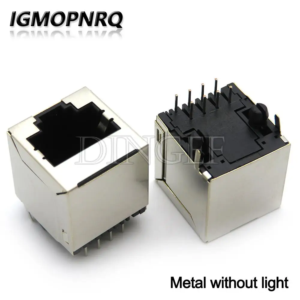 1PCS RJ45 Vertical 5224 8P8C Female Network socket Interface Crystal Head Socket 180 degrees Connector Plastic/metal with light