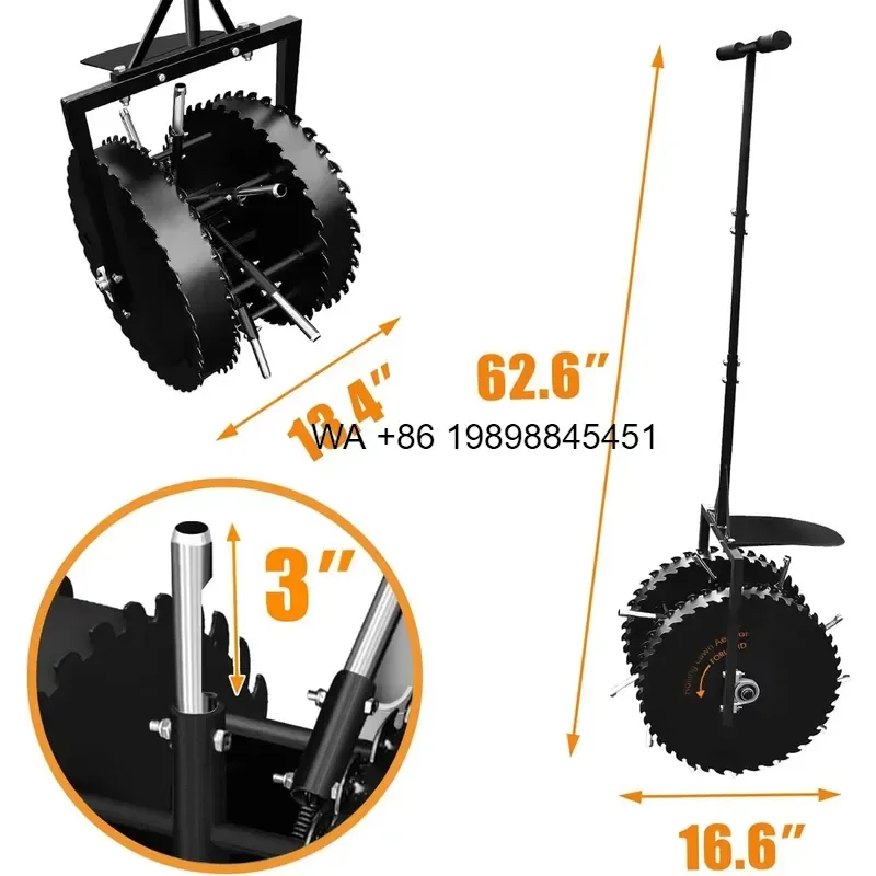 Wmwmnu Manual Lawn Coring Aerator Push Roller for Yard Grass Plug Pulling Rotary Compacted Garden Soil Loosening Tool