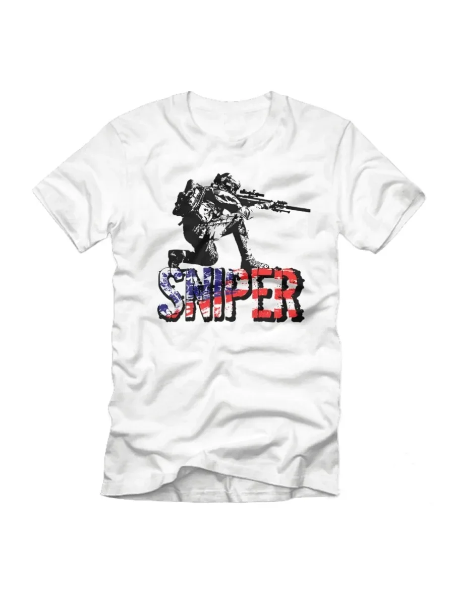 USA Flag Sniper Rifle Infantry Tactical T-Shirt. Summer Cotton Short Sleeve O-Neck Mens T Shirt New S-3XL