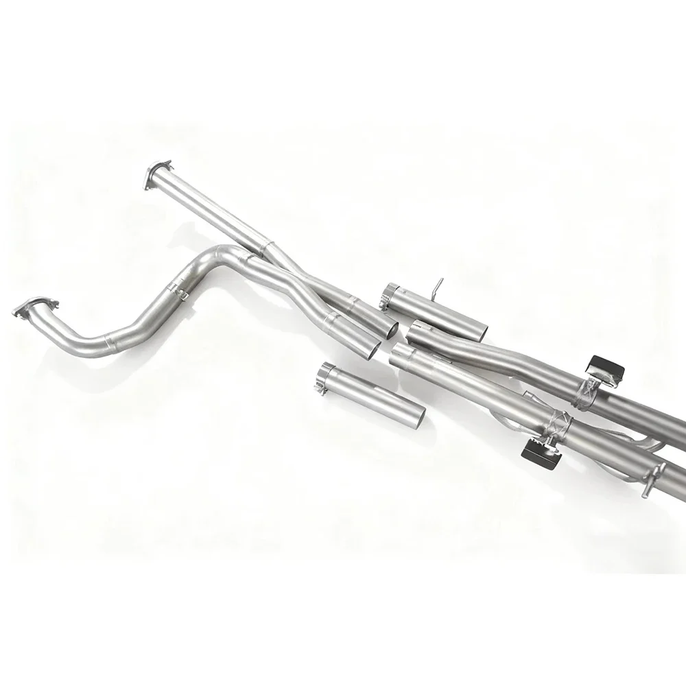 1500 TRX 6.2L مرآة من الفولاذ المقاوم للصدأ مصقولة بشكل مستقيم من خلال القسم الخلفي الأوسط نظام عادم عالي الأداء