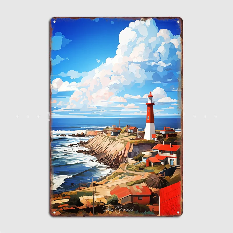 Póster Retro de Cabo Polonio con Pintura al Óleo, Decoración de Pared para Club, Habitación Interior, Letrero Metálico, Pósteres Personalizados, Decoración del Hogar