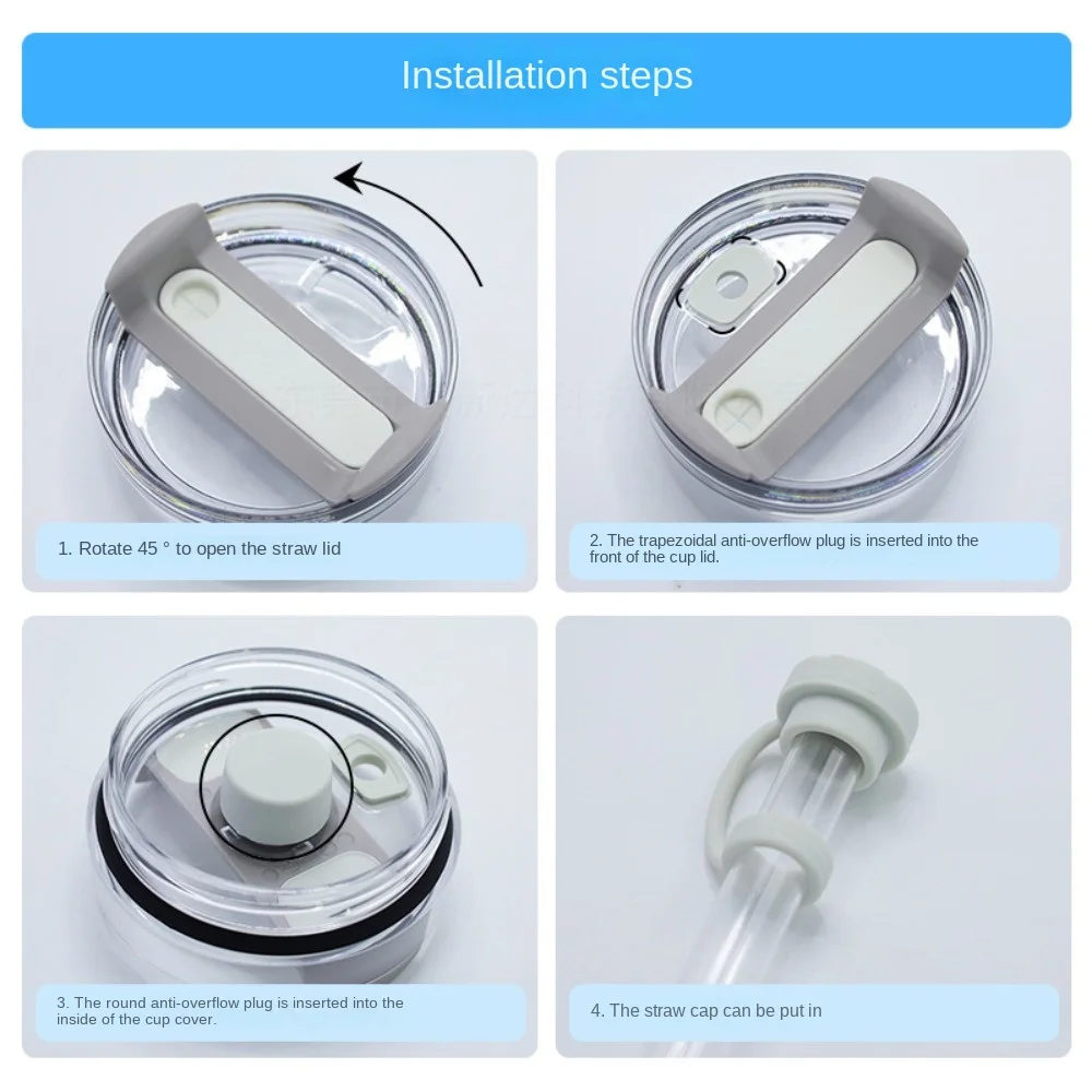 3Pcs/Set Silicone Spill Proof Stopper Set Dustproof Leakproof Straw Cover Cap Reusable Washable for Cup 20/30oz/40oz