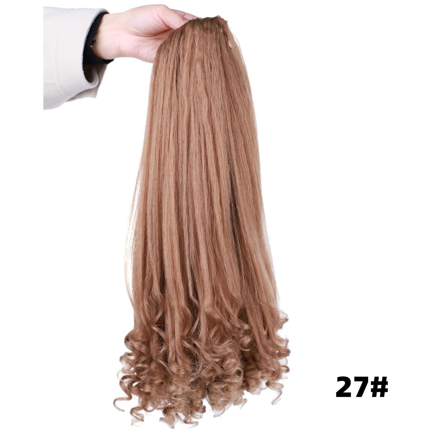 Lydia Tail Dancing Lose lockige synthetische 20" verworrene gerade Haarteile zwei Kunststoffkämme Kordelzug Pferdeschwanz Haarverlängerung schwarz – Detail 18