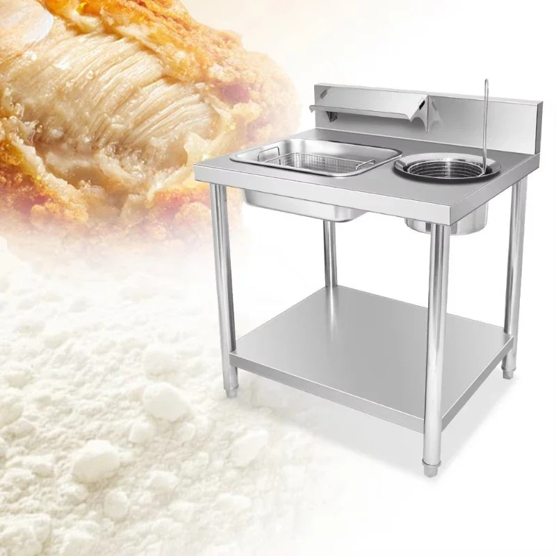 Commercial Fried Food Breading Station, Stainless Steel High Efficiency Chicken Wing Powder Coating Machine for Fast Food Shop