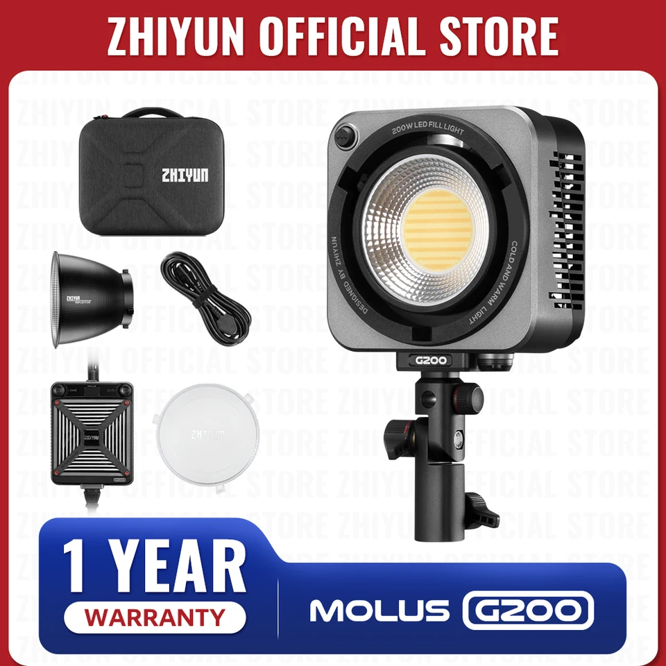 中古美品　ZHIYUN MOLUS G200 LED 200W　Bowens Amazon.com : Zhiyun LED Video Light MOLUS G200 COB 200W Bowens