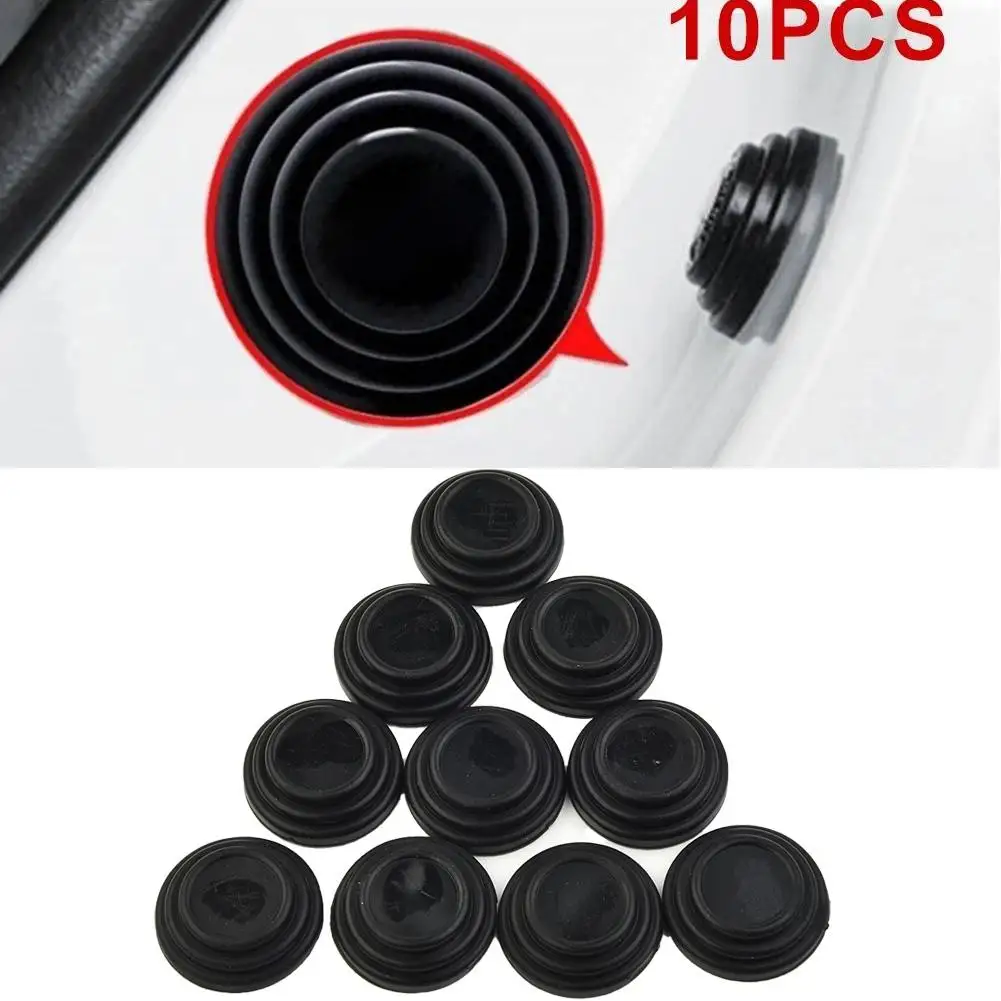 10 Pack Car Door Anti-Collision Pads Silicone Sound Insulation Shock Absorbing Gasket Black 2.8cm For Hood Trunk