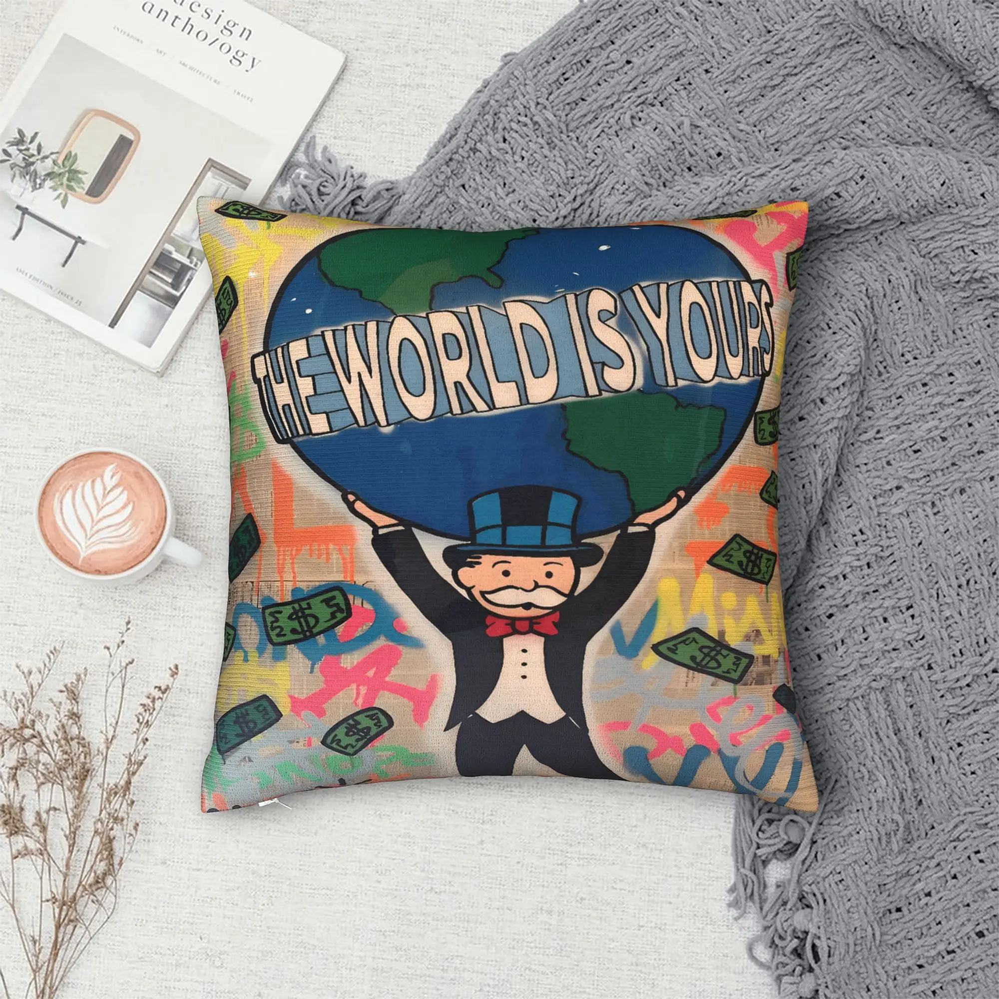Monopolys Money Dance Pillow Cover  Graphic Cushion Cover Cute Funny Pillow Case For Office Car Home Decor
