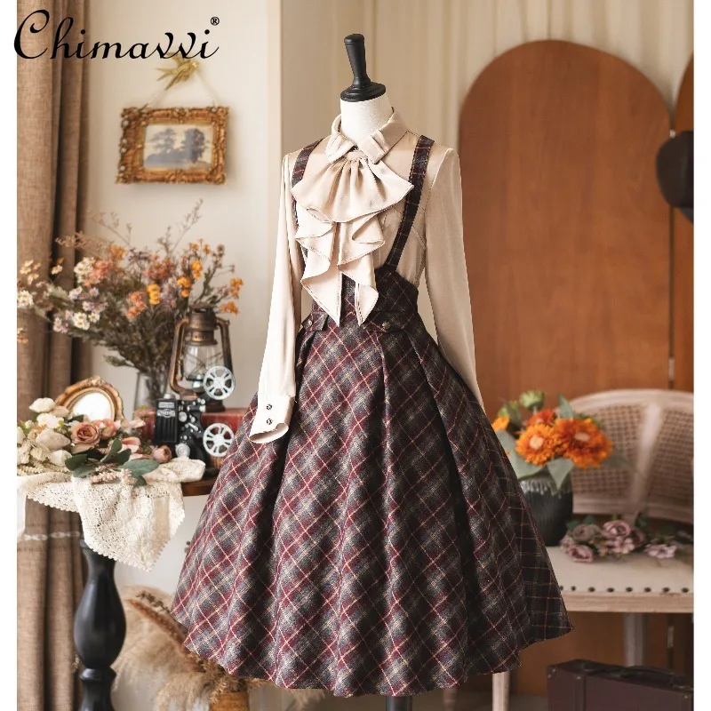 オリジナルレトロ宮殿スタイルサテンブラウス春と秋の新ファッション長袖ルーズエレガントロリータシャツ女性用