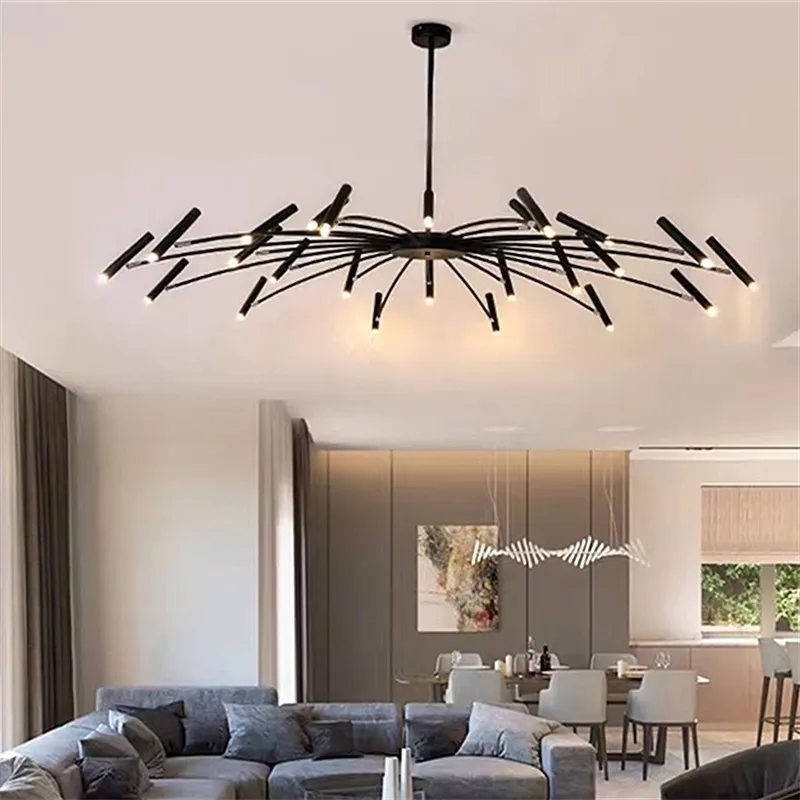 

Postmodern chandelier Living Room Bedroom LED vintage metal lamp Home Room Decortion Designer black room decor light