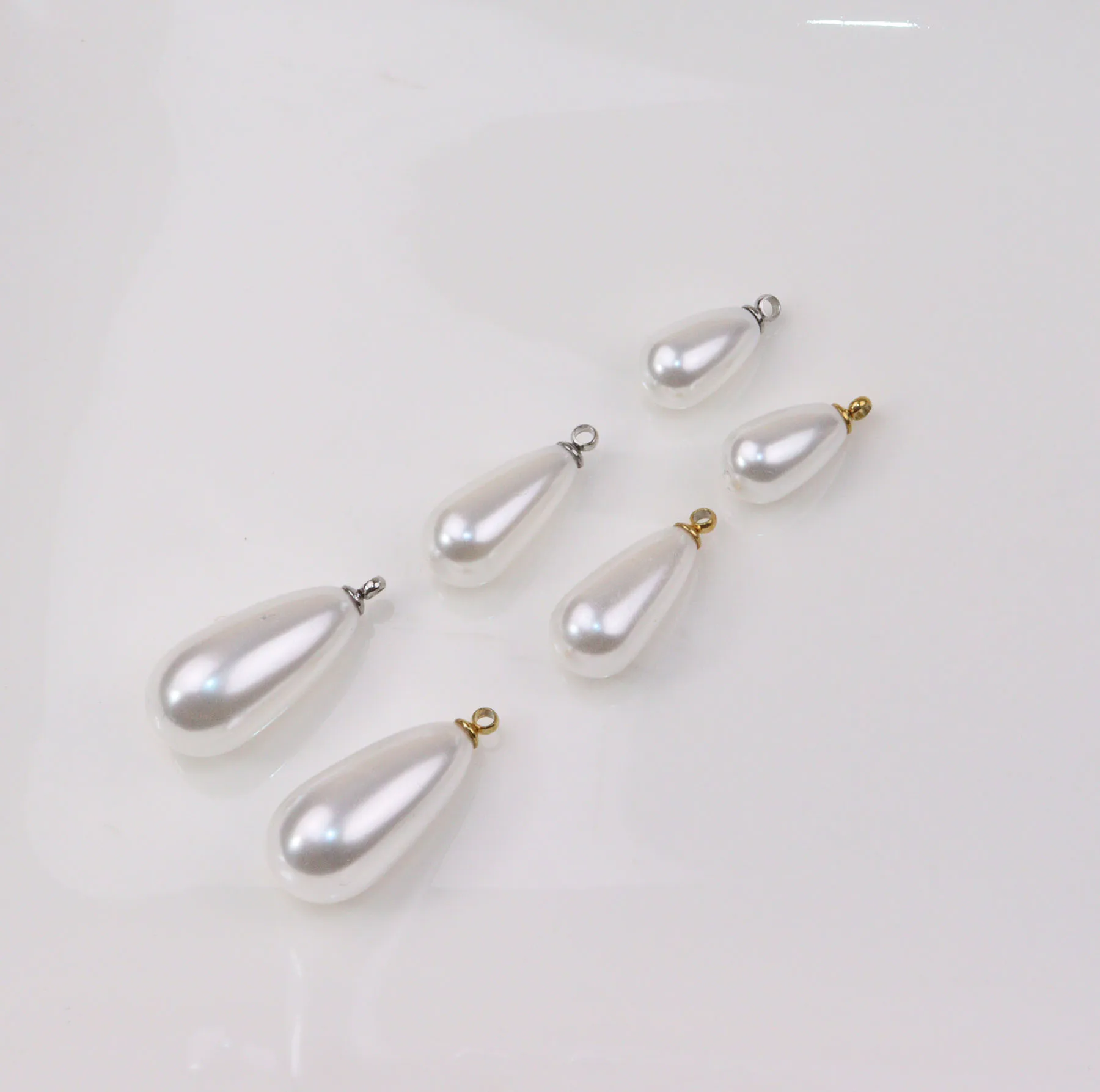 10pcs StainlessSteel Anti-allergy Cap Plastic Pearls Dangling Charms DIY Fashion Jewelry Earrings Necklace Unfading Colorless