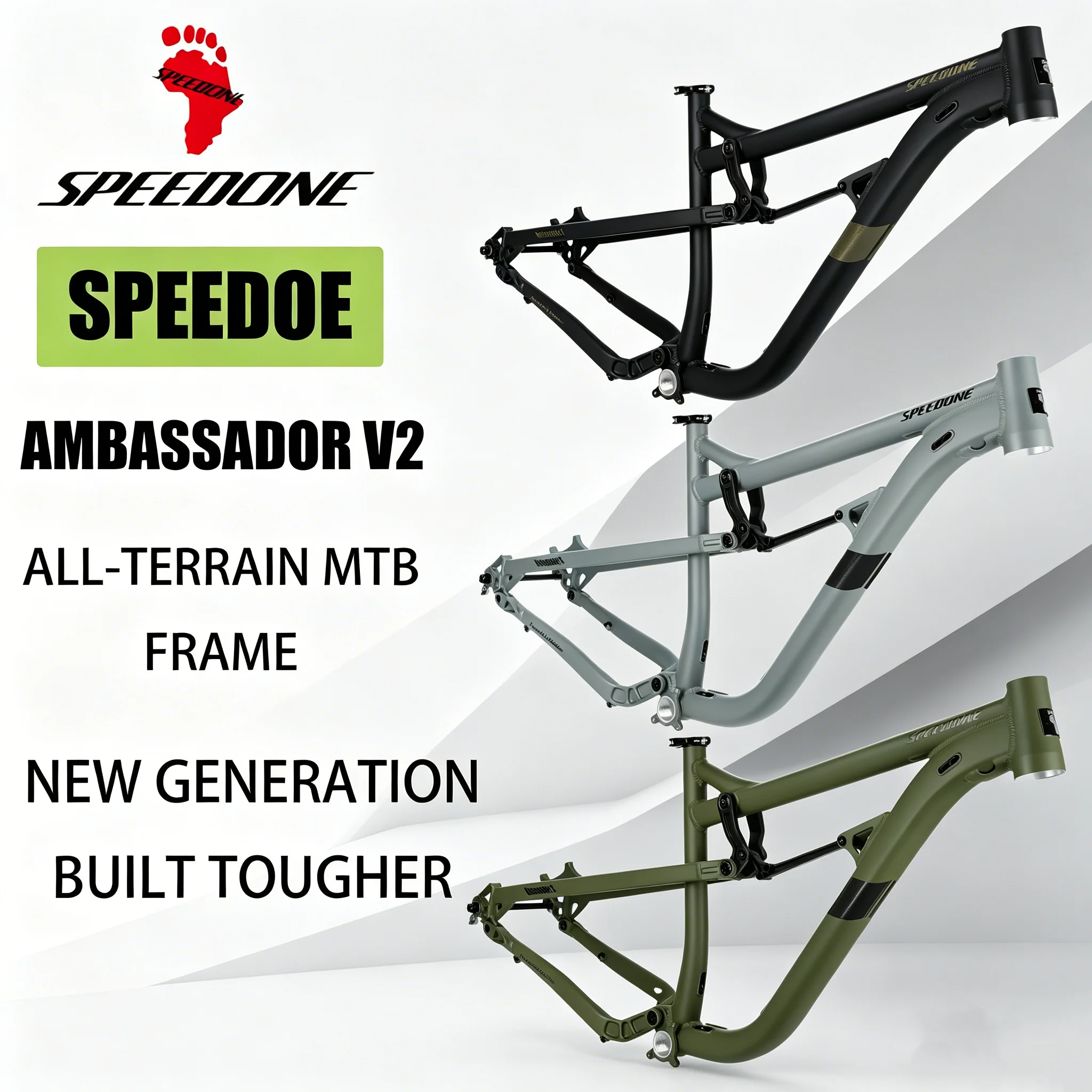 

Рама для горного велосипеда SPEEDONE Full Suspension AM, алюминиевый сплав, 4-рычажная подвеска, задний амортизатор 210 мм, ход задней подвески 159 мм, Boost 12x148 мм, колеса 29 дюймов