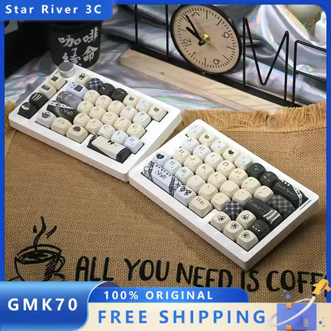 GMK70 Split Keyboard Gasket Structur Hot Swappable 3Mode RGB 2.4g Custom Mechanical Wireless/wired Split Keyboard PC Accessory