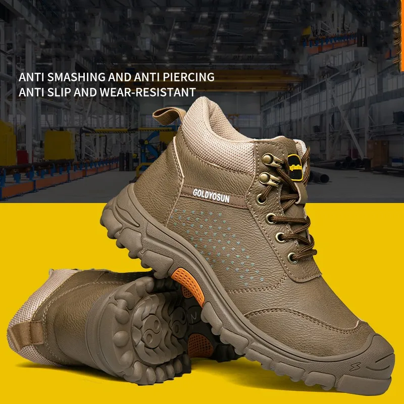 2024 New Protection Safety Shoes Anti Smashing Anti Piercing Super Fiber Leather Soft Comfortable Soft Soles Rubber Boots