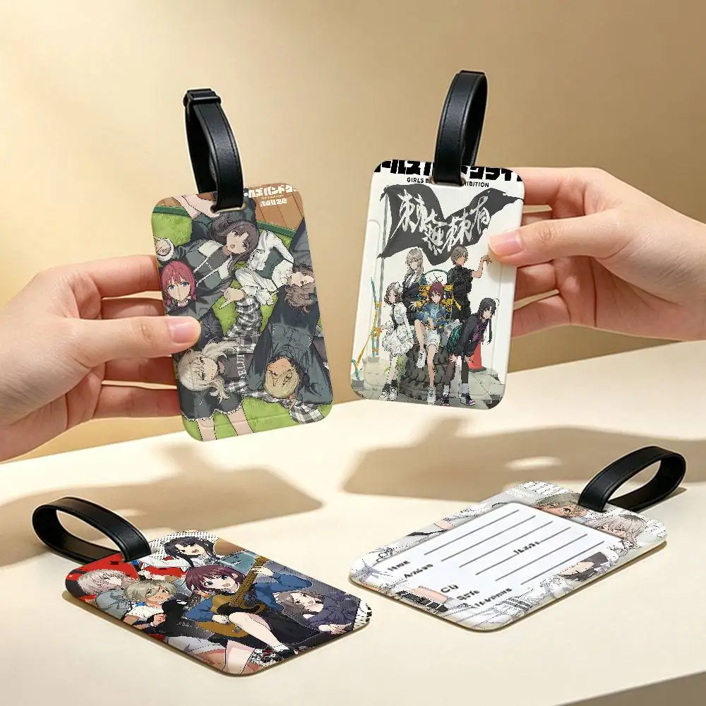 Anime Girls Band Cry Waterproof PVC Baggage Tag With Info Card Anti lost Identification Tag For Luggage School Backpack