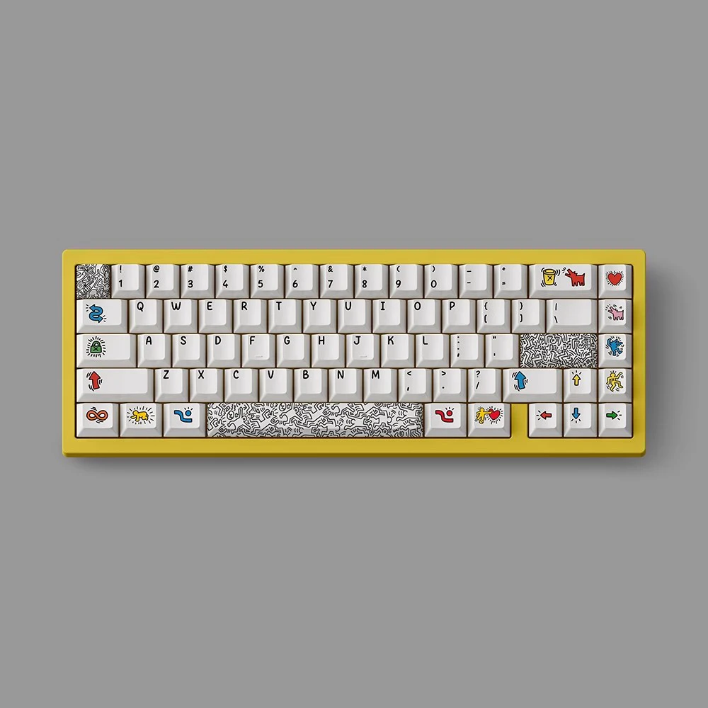FBB أغطية المفاتيح Wooting Doodle Theme لمفاتيح Cherry Mx لوحة المفاتيح الميكانيكية PBT DIY ملحق لتخطيط 60%، 75%، 80%، 96%، 100%