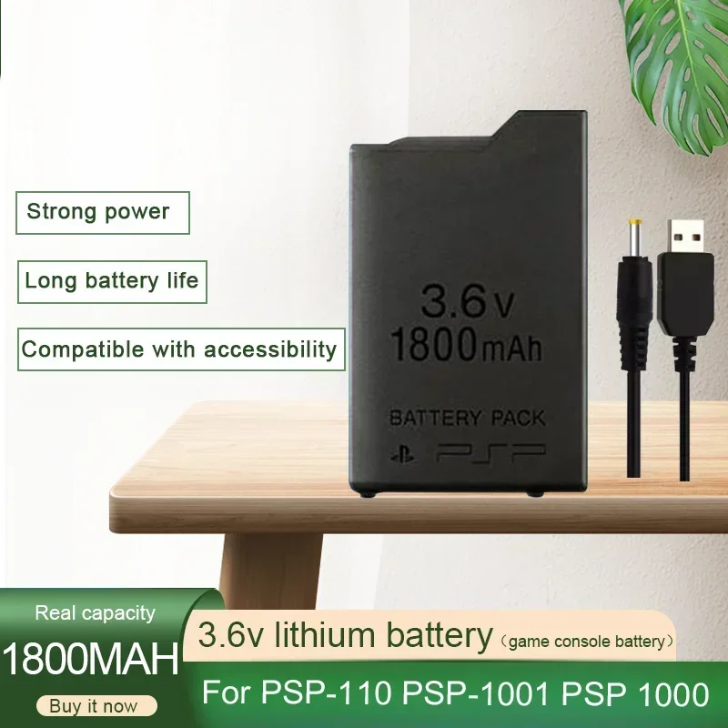 Batería de repuesto de 1800mAh para Sony PSP 1000 PSP1000 PlayStation consola de juegos portátil batería recargable de iones de litio de 3,6 V