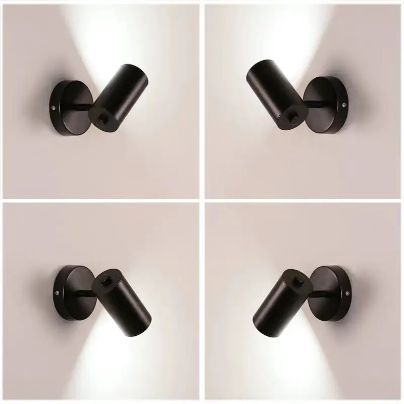 Modern Art Exhibition Small Spot Wall Lamp Cylinder Metal Body Rotatable Hotel Bedside Sconce Light Bedroom Decor Reading Lustre
