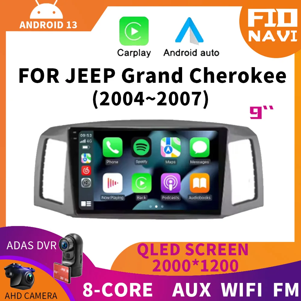 

Android 13 авто Carplay для JEEP Grand Cherokee 2004-2007, автомобильный радиоприемник, мультимедийный видеоплеер, GPS-навигация, стерео WIFI + 4G BT DSP