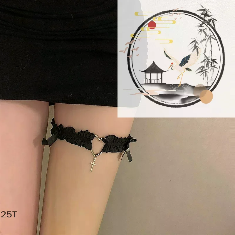 Gothic Lace Garter Belt Heart Bowknot Cross Lolita Leg Garters Black White Elastic Choker Women Leg Ring Strap Cosplay Tools