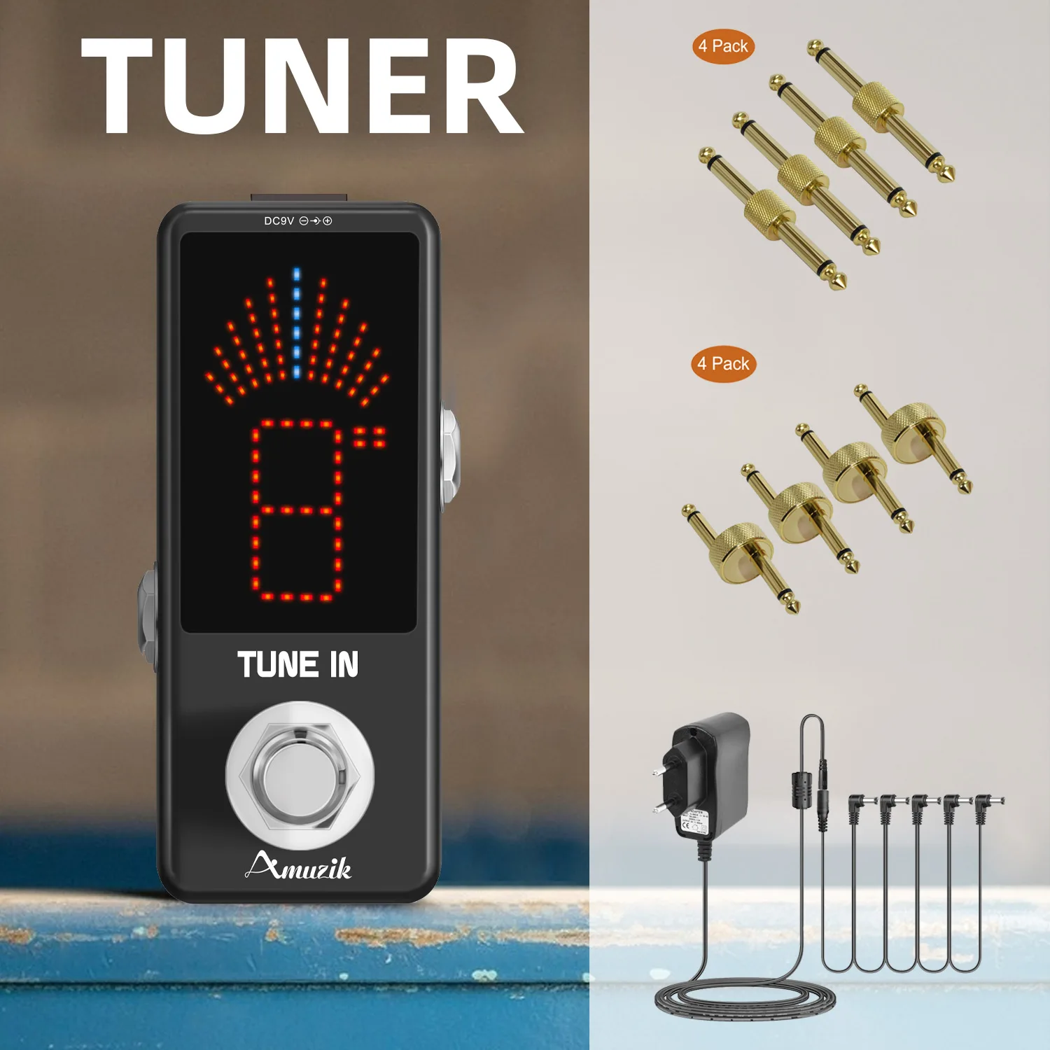 Tuner Pedal Chromatic Guitar Tuner Pedal Fast and Accuate Tuner for High Precision ± 1 Cent with Pitch Indicator for Guitar