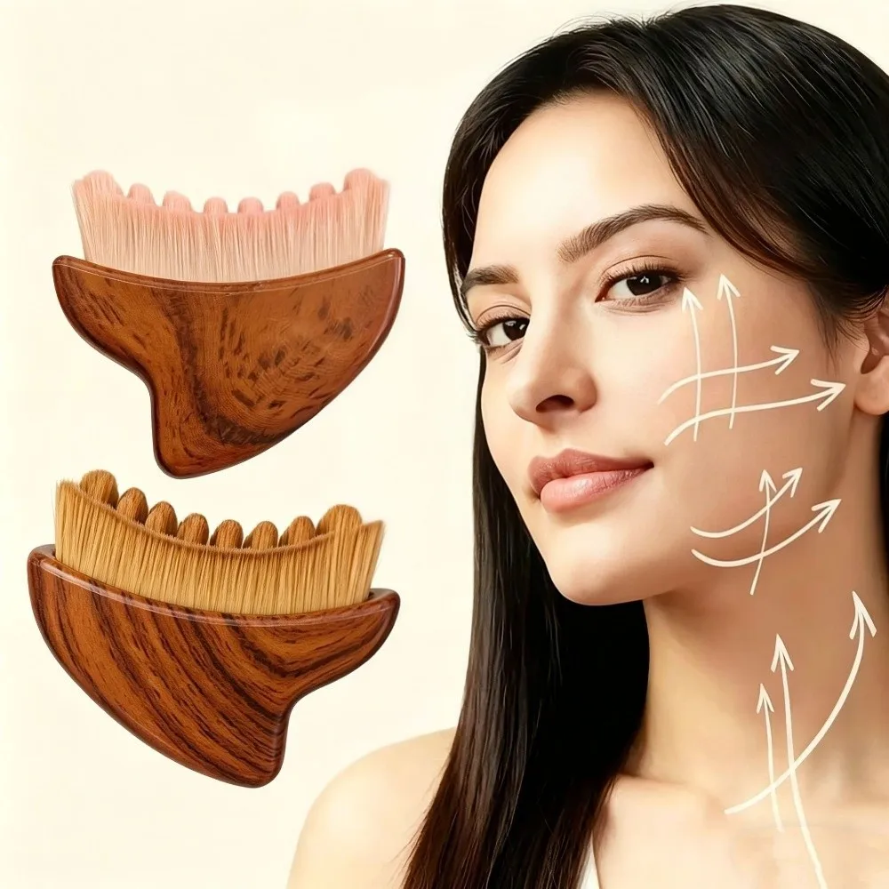 Portable Lymphatic Drainage Face Brushs Chin Reduce Puffiness Concave Handle Contour Massager for Jawline Crescent Shape