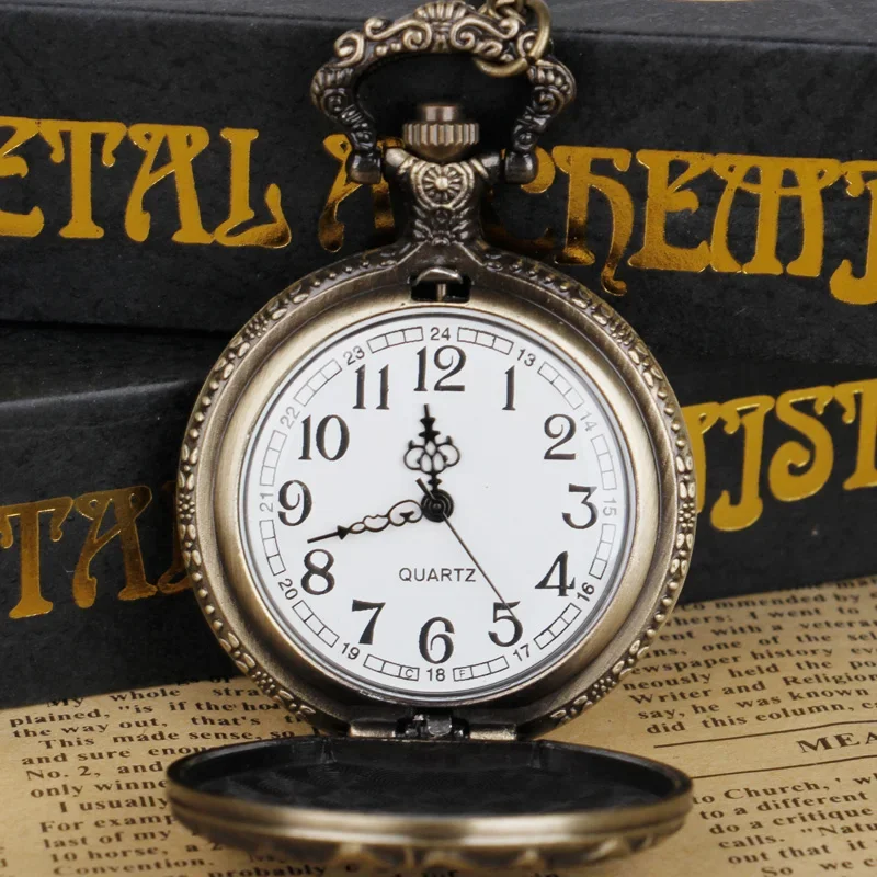 Jam tangan saku Quartz kalung Steampunk rantai pola kupu-kupu jam tangan Fob jam untuk pria wanita