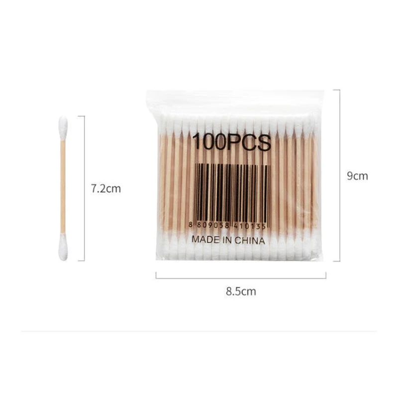 100pcs Double Head Cotton Swab Women Makeup Cotton Buds Tip For Wood Sticks Nose Ears Cleaning Health Care Tools