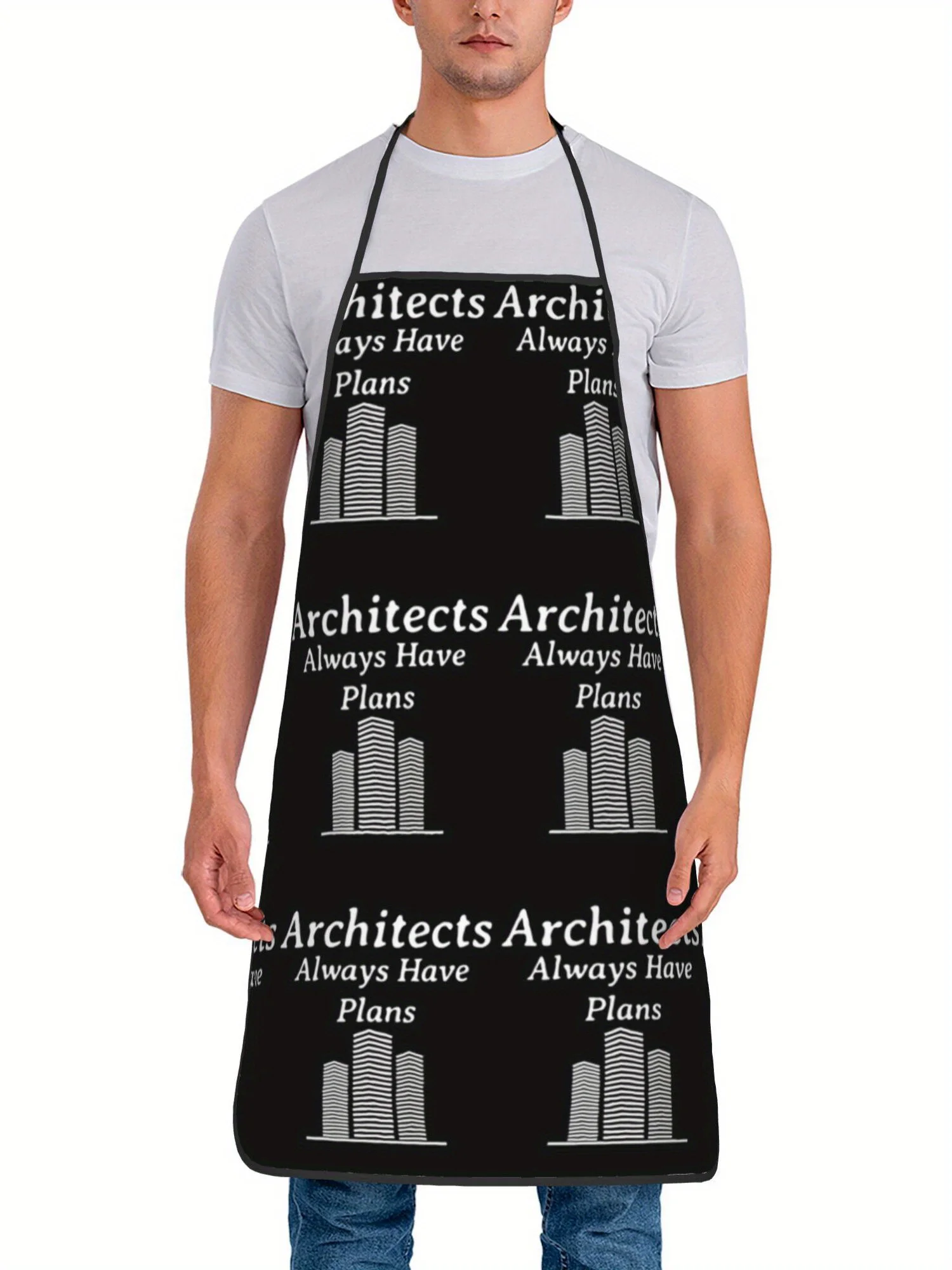 Водонепроницаемый фартук Minimal Architect High Rise Sketch Graphic с защитой от масла, с ремешком на шею, для кухни, барбекю и приготовления пищи, для мужчин и женщин