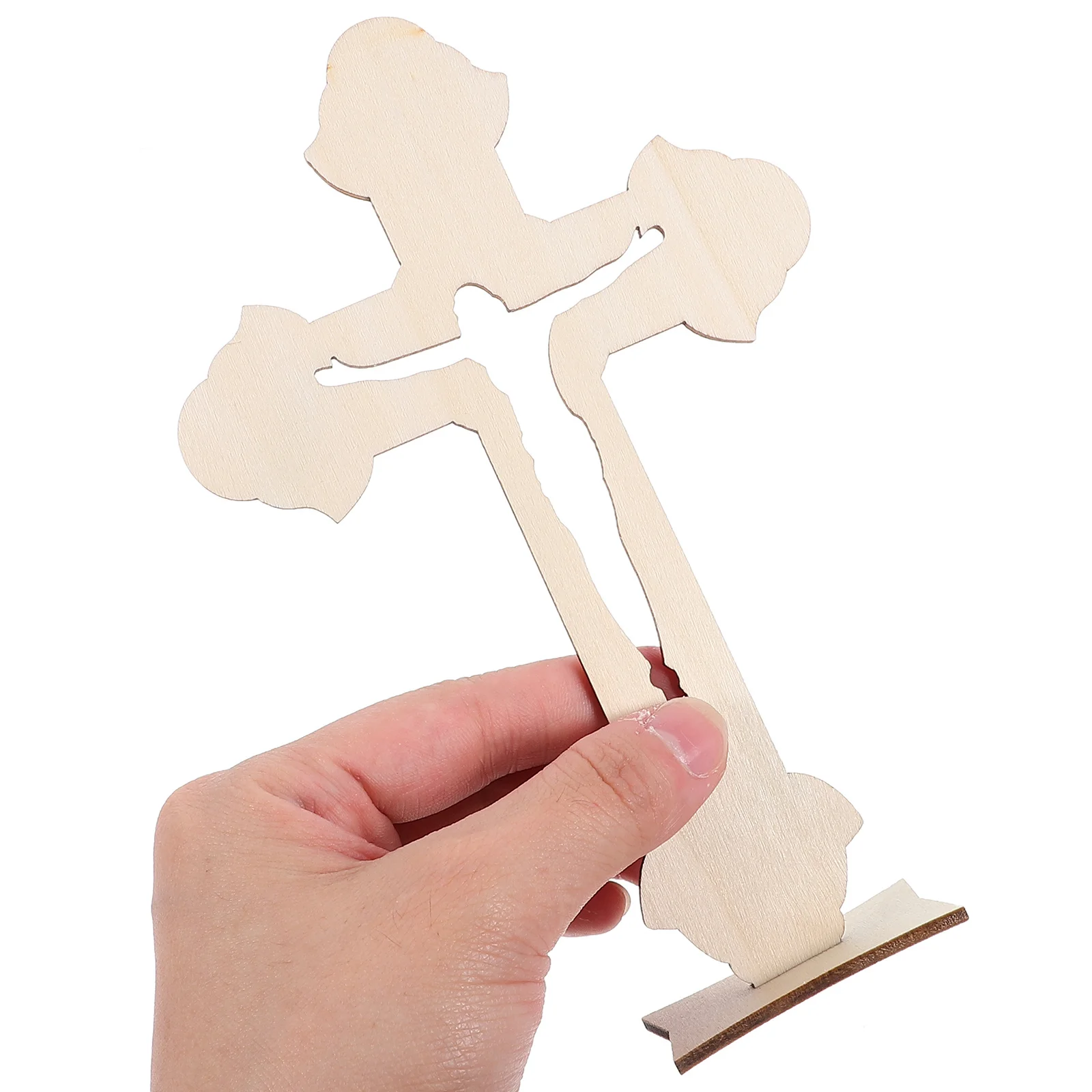 

10pcs Wooden Diy Craft Ornament Tabletop Decor For Home Office Indoor Decoration Cross Shape Adorn Rustic Wood Cross Decor