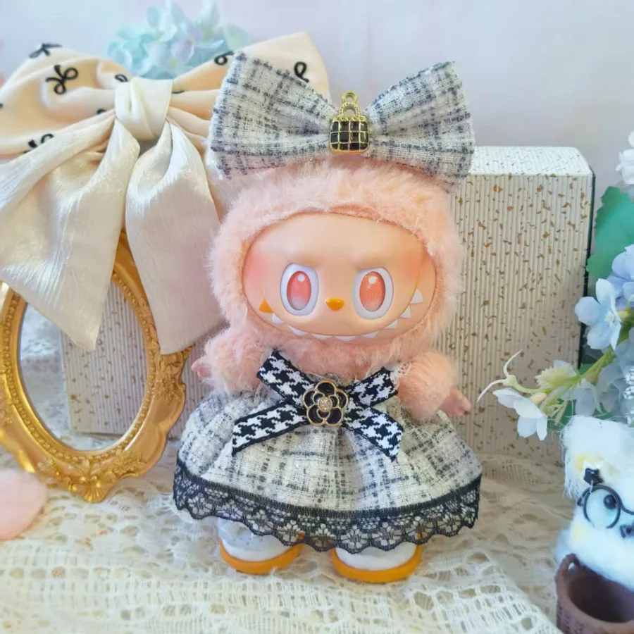 Labubu High Imitation Big Baby Clothes 17cm Vinyl Doll Pendant Plush Toy Clothes Suit Skirt