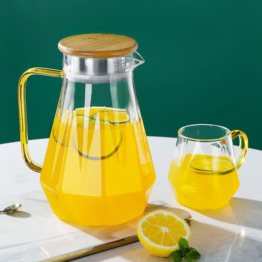 

1pc Glass Water Pitcher Cold Water Jug Large Capacity Easy Clean Rubber Seal Suitable for Juice Tea Coffee Kitchen Bar