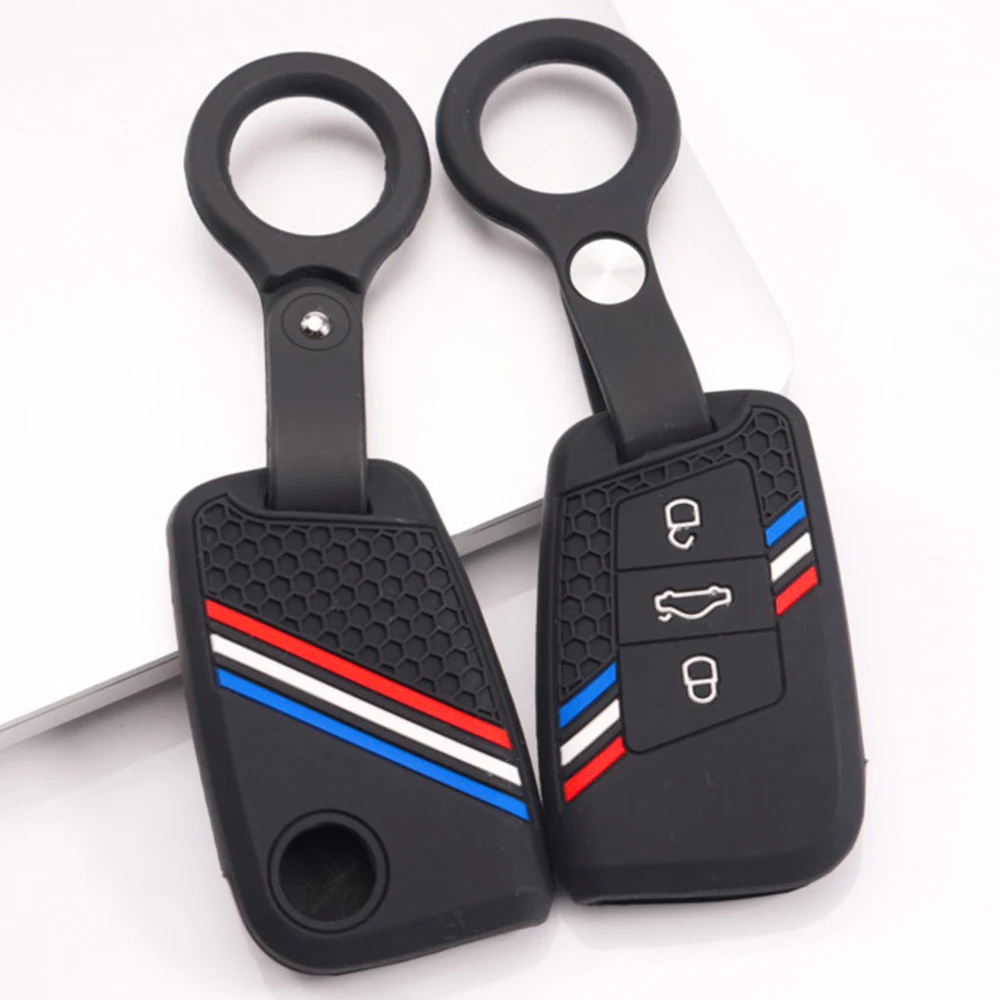 Key Case Cover With Wrist Strap For Volkswagen Passat B8 Magotan Tiguan MK2 Arteon Atlas For Skoda Kodiaq Superb A7 Non Slip