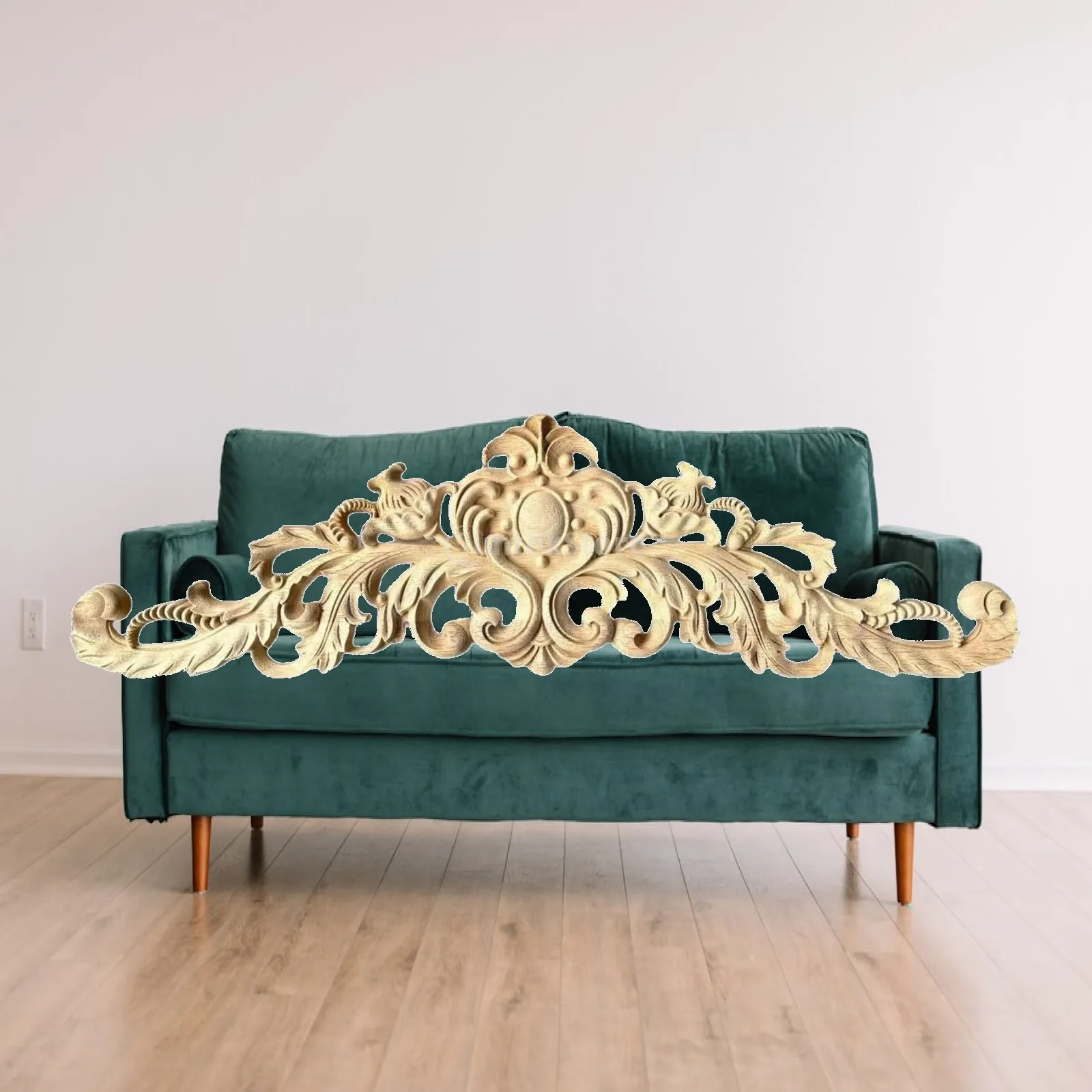 Unpainted Wood Carved Furniture Applique for Wardrobe Cabinet Door Decoration European Long DIY Craft Corner Accent