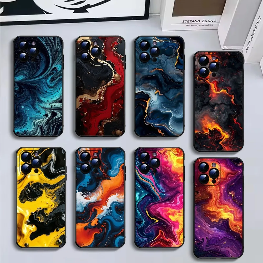 

Stain pigment Phone Case For iPhone16,15,14,13,12,11 Plus,Pro Max,XS,X,XR,SE,Mini,8,7,Soft Silicone Black Cover