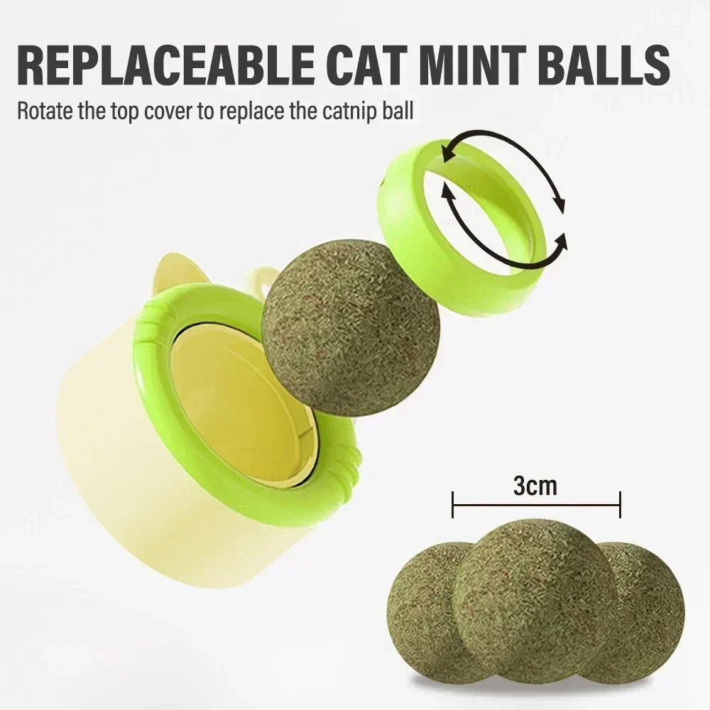 

Rotating Cat Mint Ball Sticking To Wall Happy Ball pets Toy Teeth Grinding Cat scratcher Stick Pet Toys cat accessories