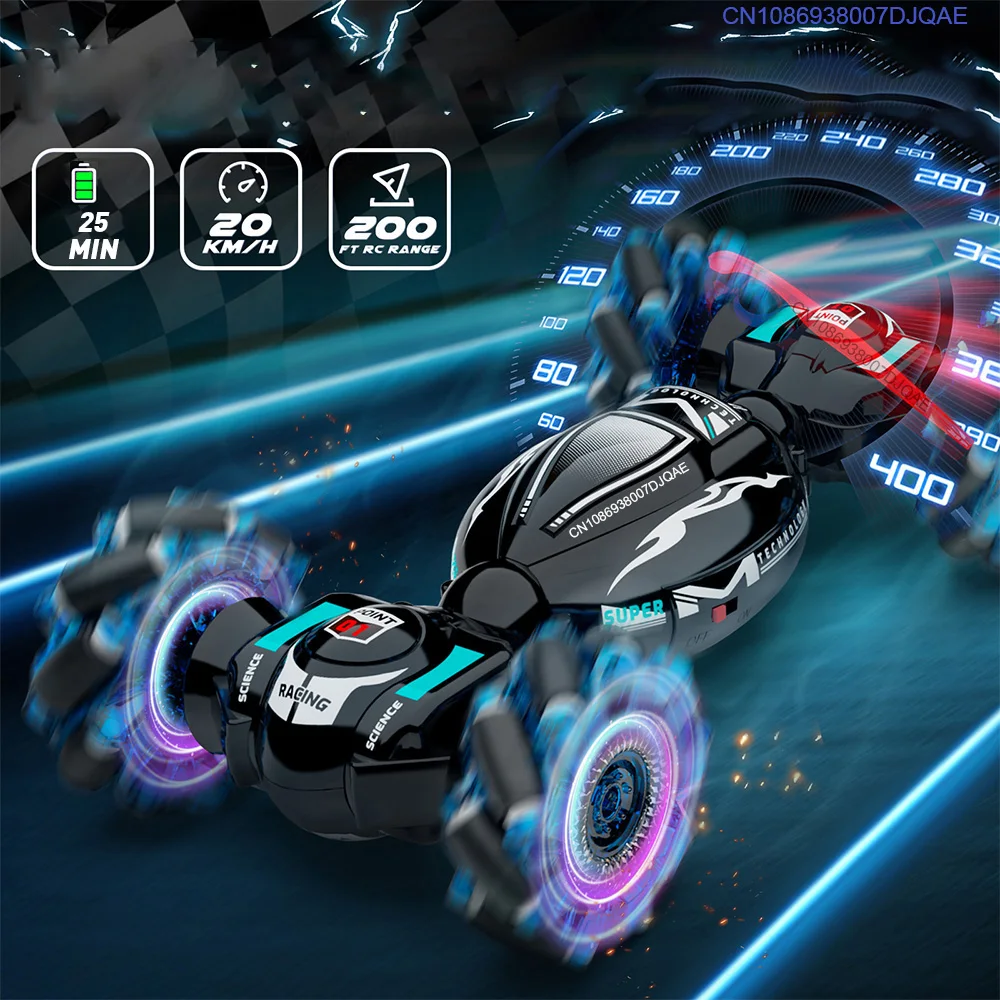 4WD RC Drift Car Off Road 2.4G Radio Remote Control Light Stunt Car 360° ° Obrotowy samochód wspinaczkowy Zabawka na świąteczny prezent dla dzieci